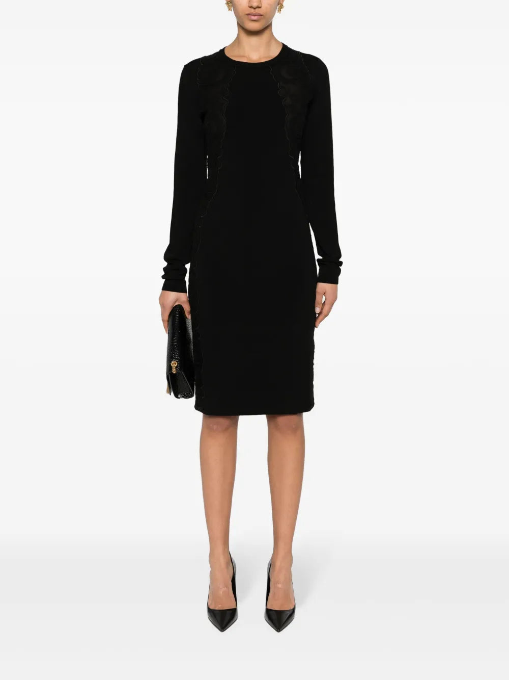 Lace-Trim Knitted Mini Dress