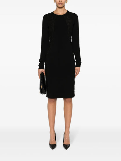Lace-Trim Knitted Mini Dress
