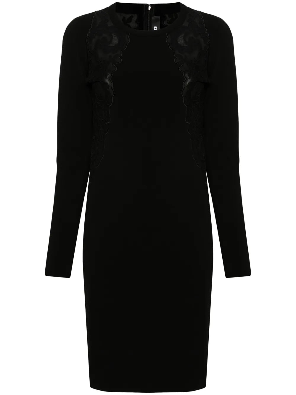 Lace-Trim Knitted Mini Dress