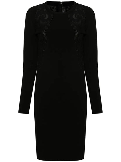 Lace-Trim Knitted Mini Dress