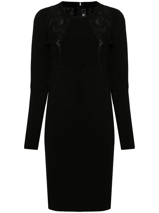 Lace-Trim Knitted Mini Dress