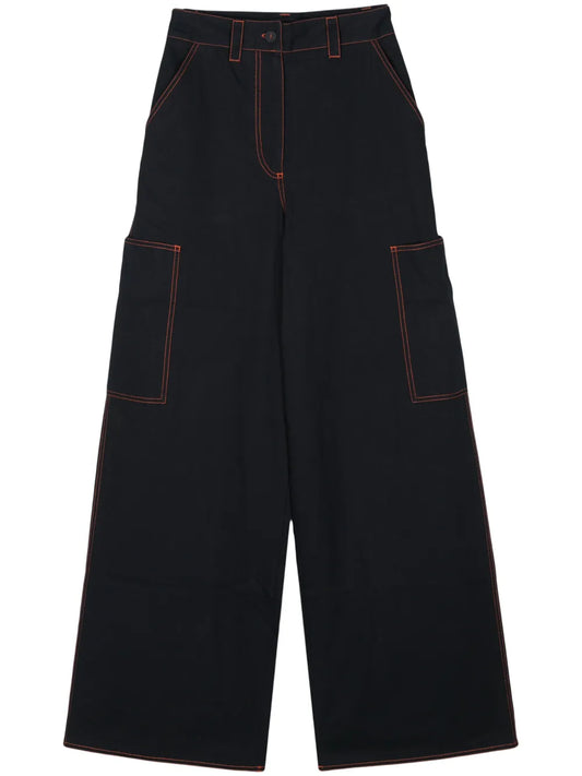 Wide-Leg Cotton Trousers