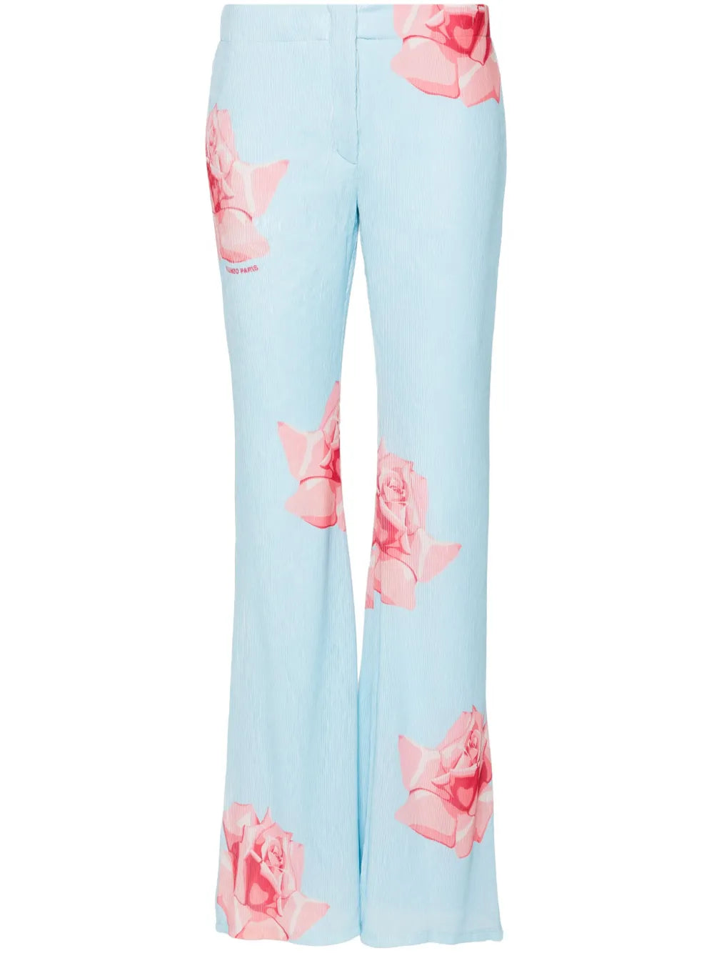 Rose-Print Flared Trousers