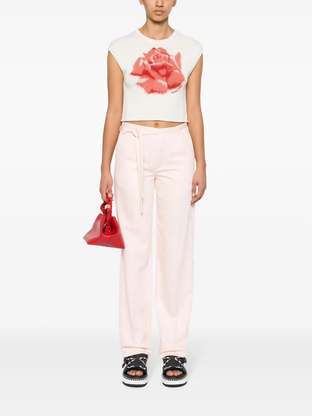 Floral Intarsia-Knit Top