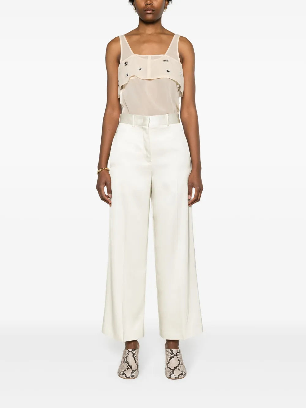 High-Rise Twill Palazzo Trousers