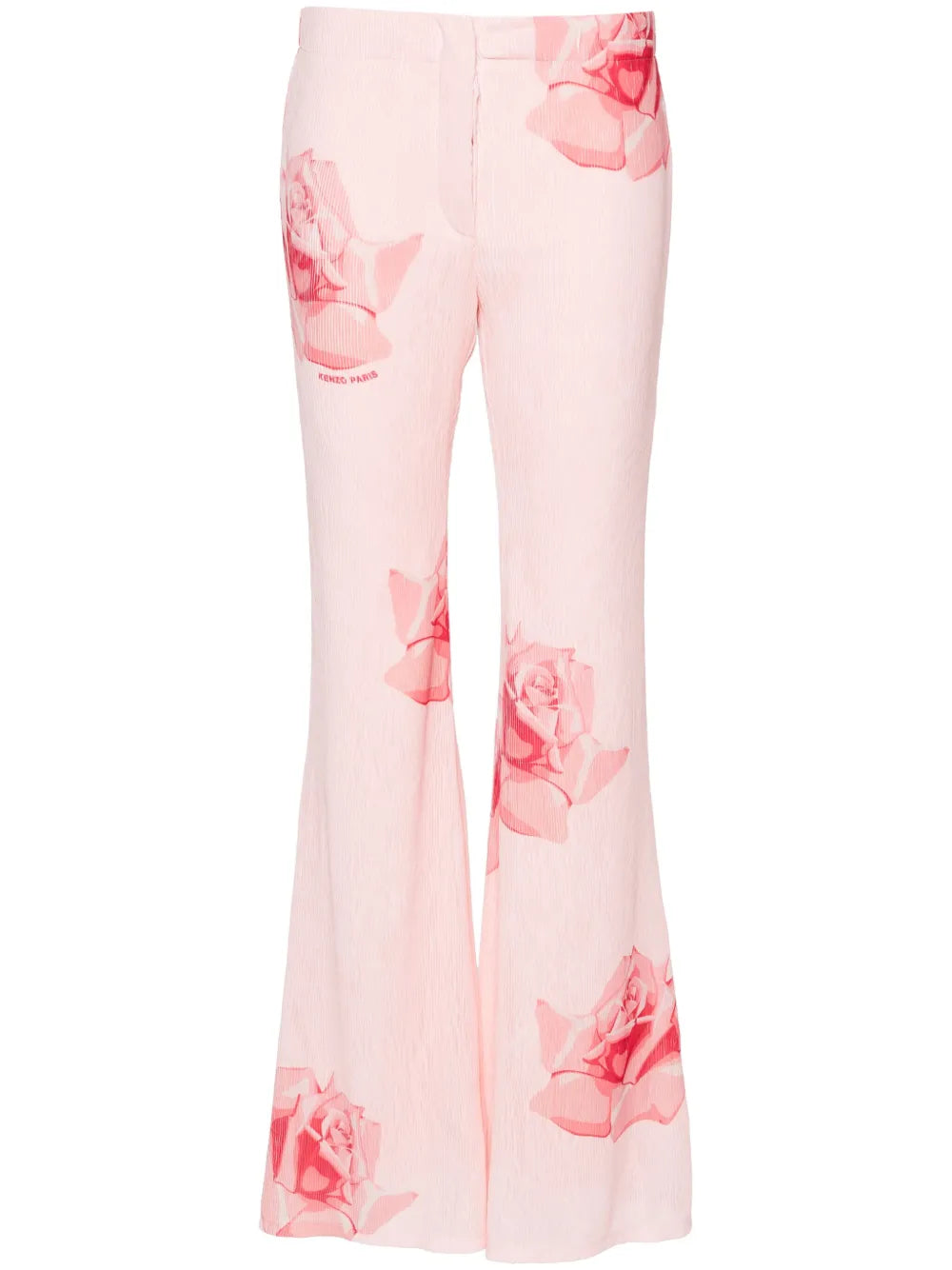 Rose-Print Flared Trousers