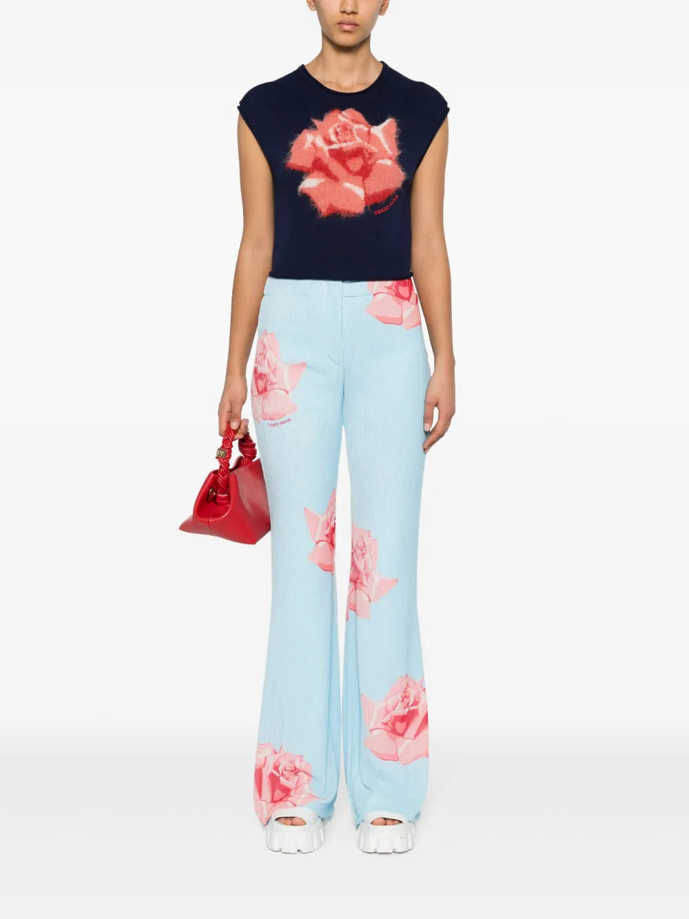 Floral Intarsia-Knit Top