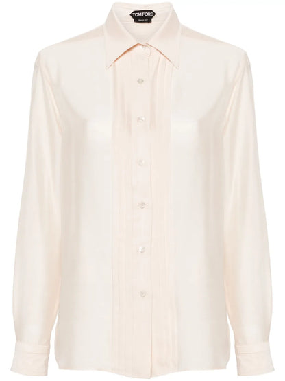 Pleat-Detail Silk Shirt