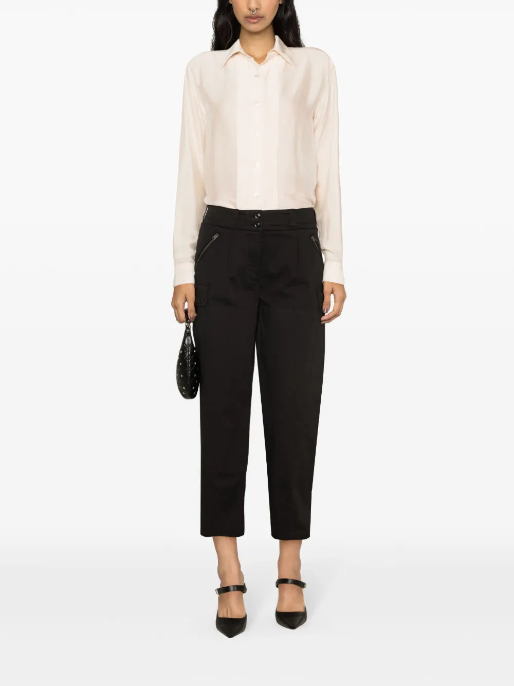 Pleat-Detail Silk Shirt