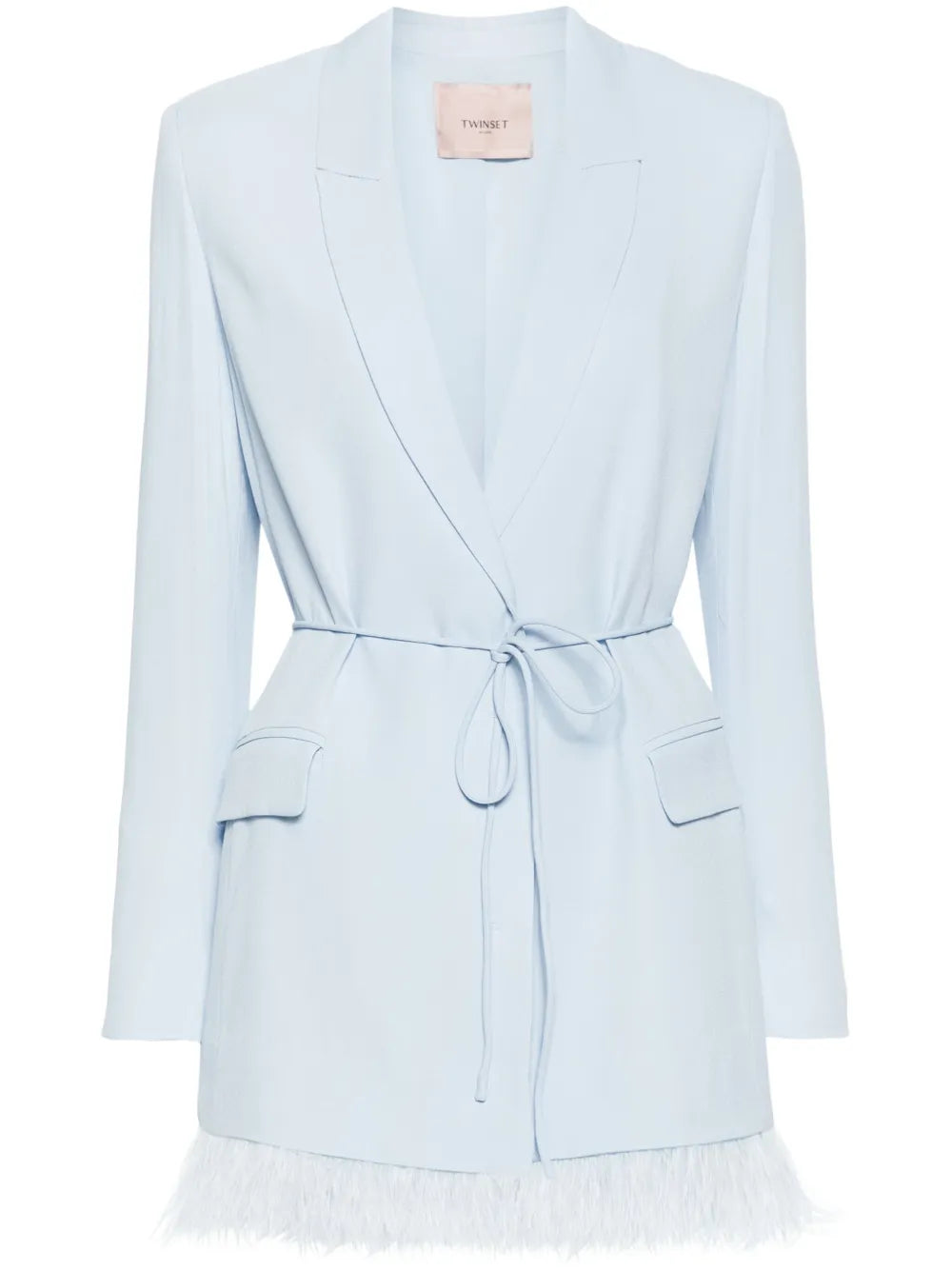 Feather-Trim Satin Blazer