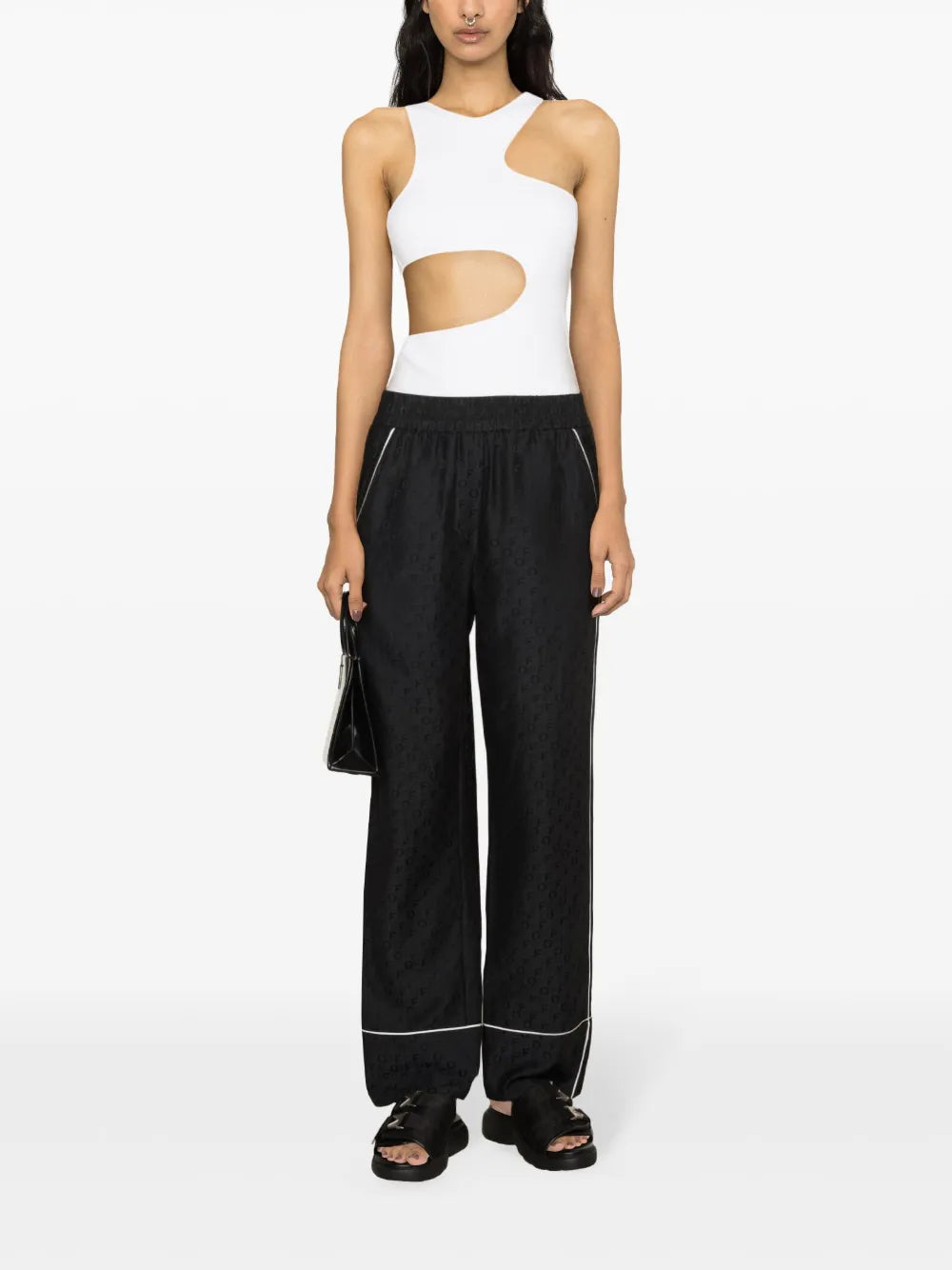 Logo-Jacquard Straight-Leg Trousers