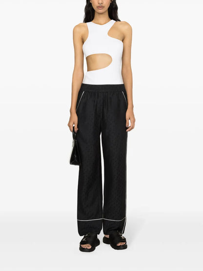 Logo-Jacquard Straight-Leg Trousers