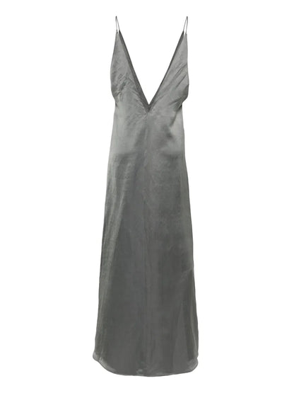 V-Neck Satin Maxi Dress