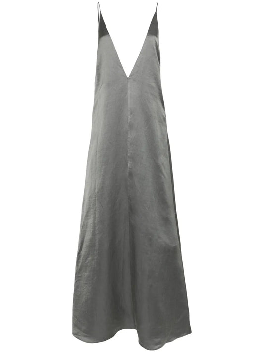 V-Neck Satin Maxi Dress