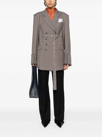 Houndstooth Double-Breasted Blazer