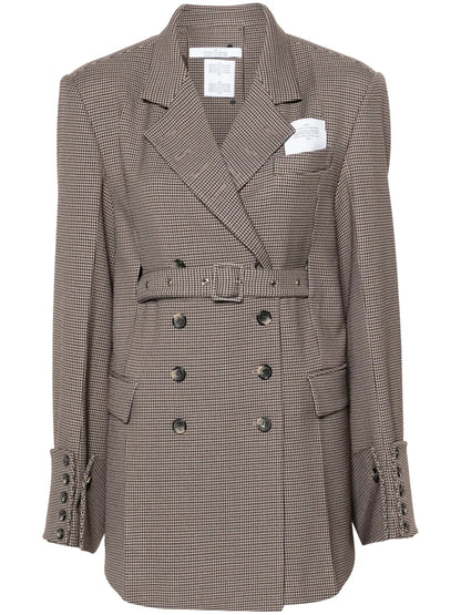 Houndstooth Double-Breasted Blazer