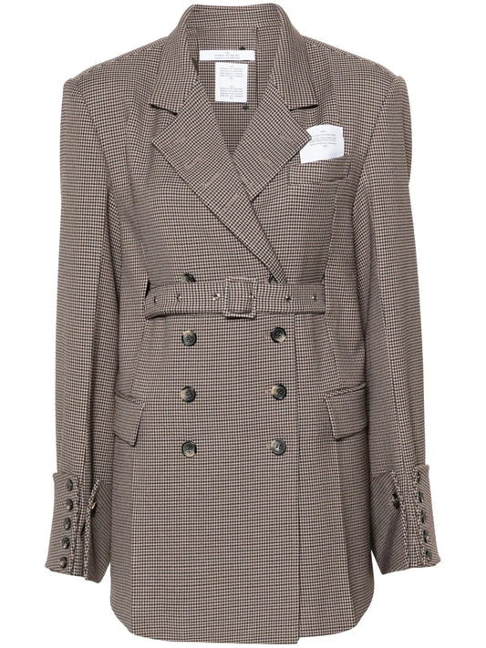 Houndstooth Double-Breasted Blazer