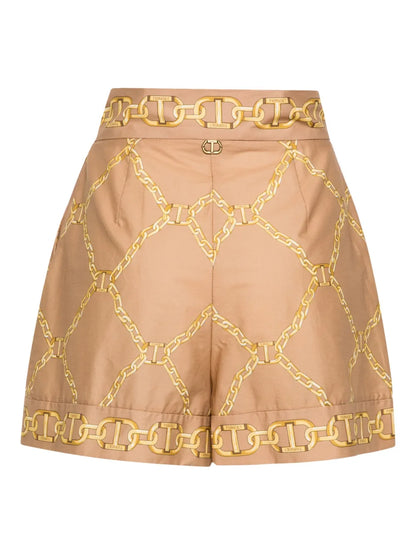 Chain-Link Print Tailored Shorts