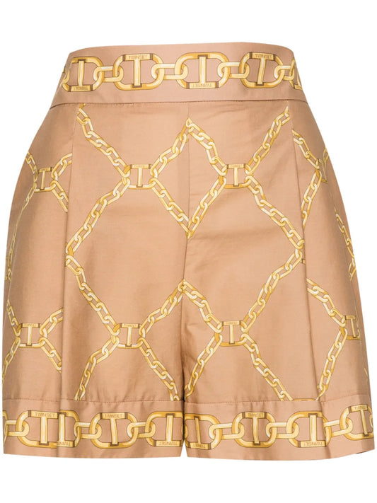 Chain-Link Print Tailored Shorts