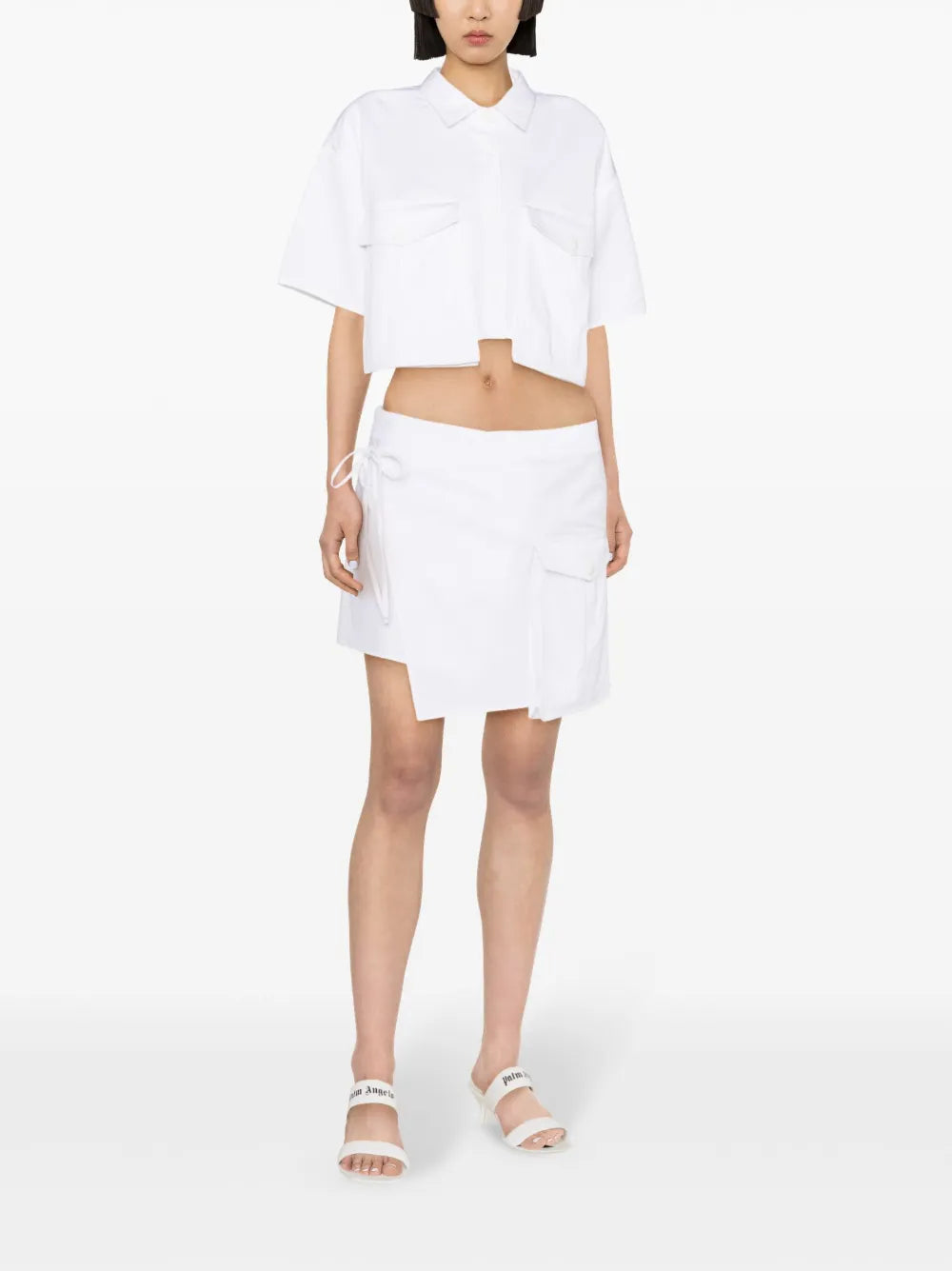 Asymmetric Twill Miniskirt
