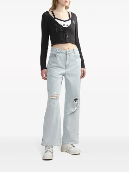 Logo-Embroidered Cropped Cardigan