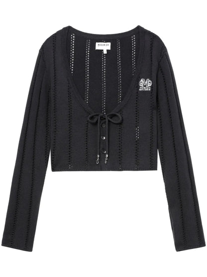 Logo-Embroidered Cropped Cardigan
