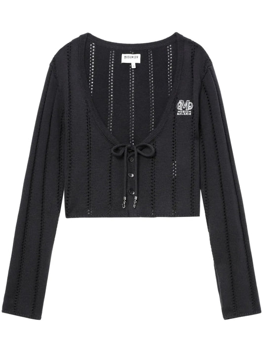 Logo-Embroidered Cropped Cardigan