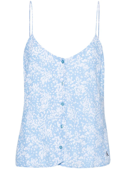 Floral-Print Crepe Blouse