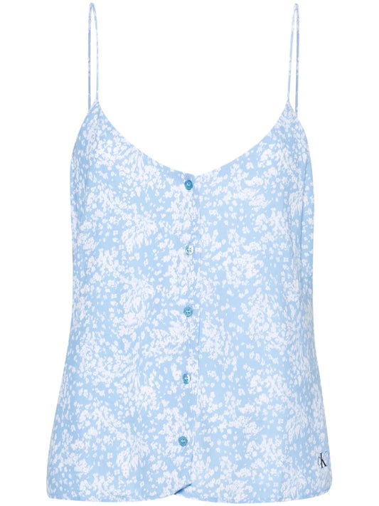 Floral-Print Crepe Blouse