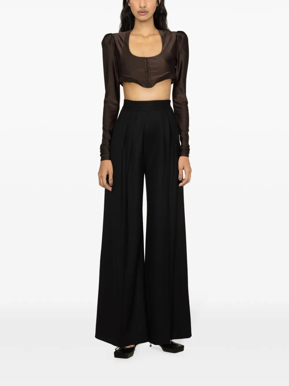 Ruffle-Trim Cropped Top