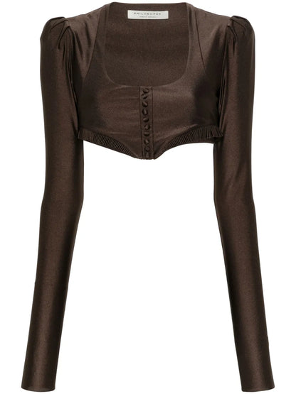 Ruffle-Trim Cropped Top