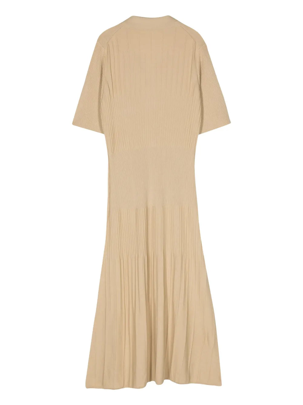 Split-Neck Wool Midi Dress