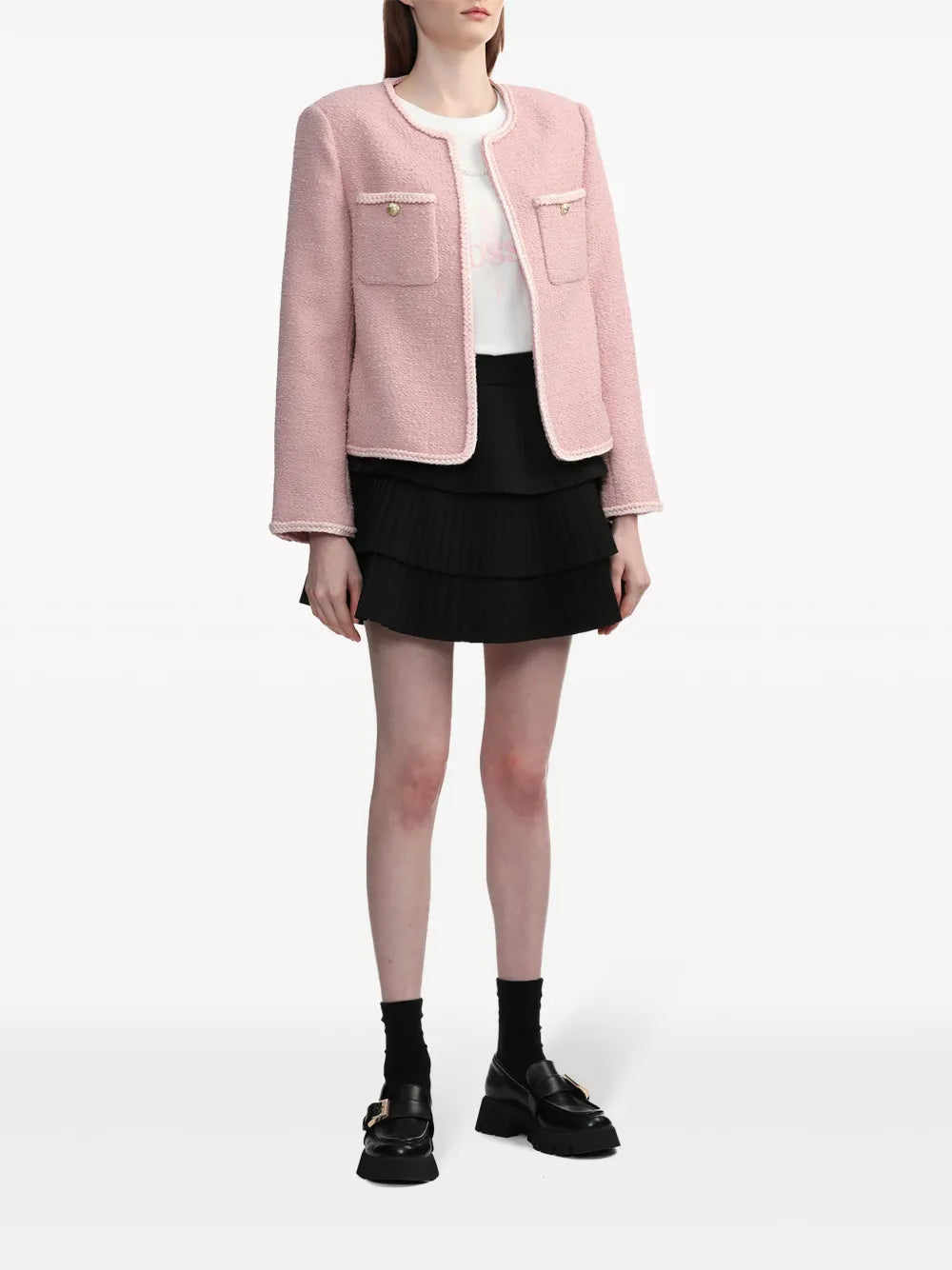 Braided-Trim Tweed Jacket