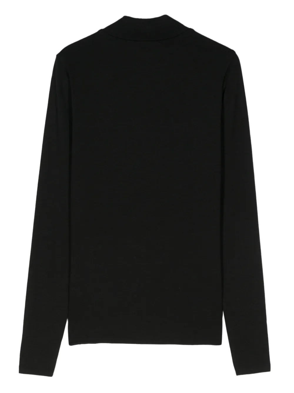 Fine-Ribbed Mock-Neck Top