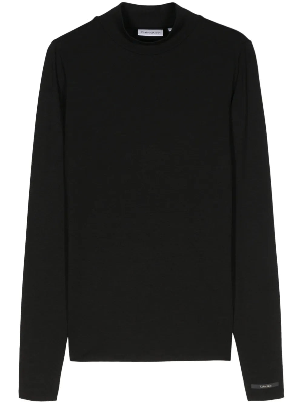 Fine-Ribbed Mock-Neck Top