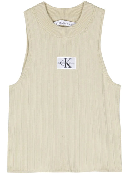 Logo-Patch Ribbed-Knit Top