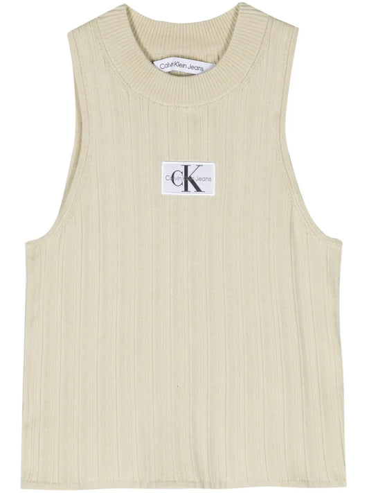 Logo-Patch Ribbed-Knit Top