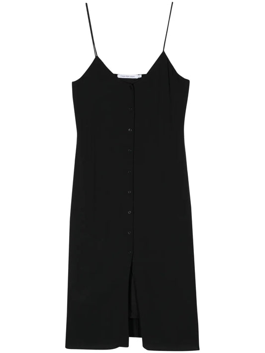 Logo-Print Buttoned Midi Dress