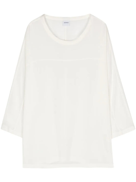 Round-Neck Silk T-Shirt