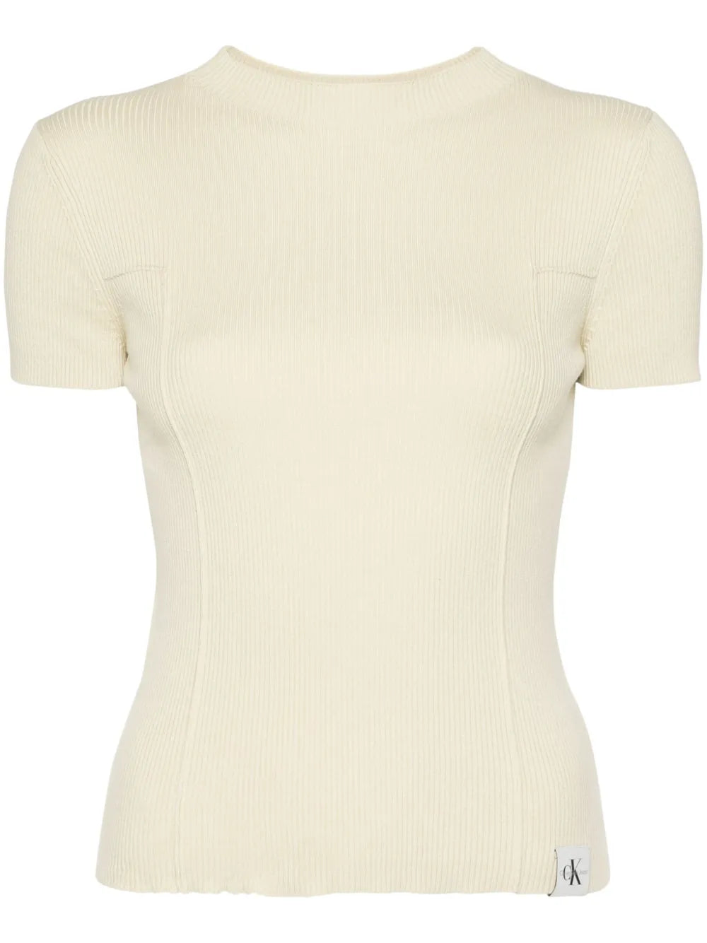 Mock-Neck Ribbed T-Shirt
