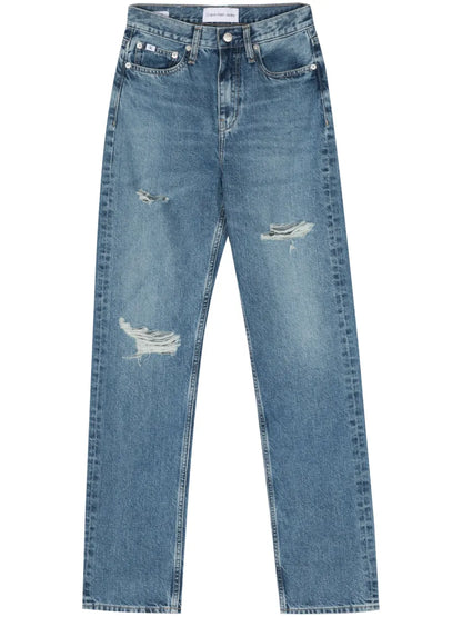 High-Rise Straight Cotton Jeans
