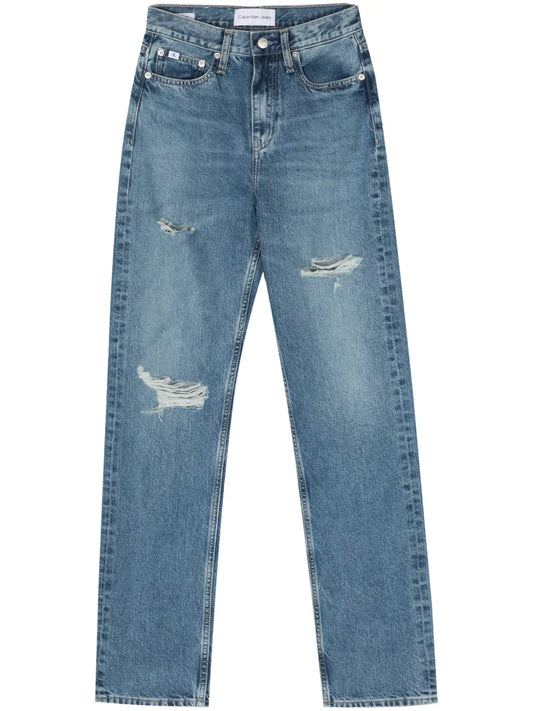 High-Rise Straight Cotton Jeans