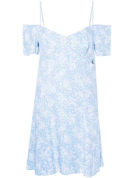 Cold-Shoulder Flared Mini Dress