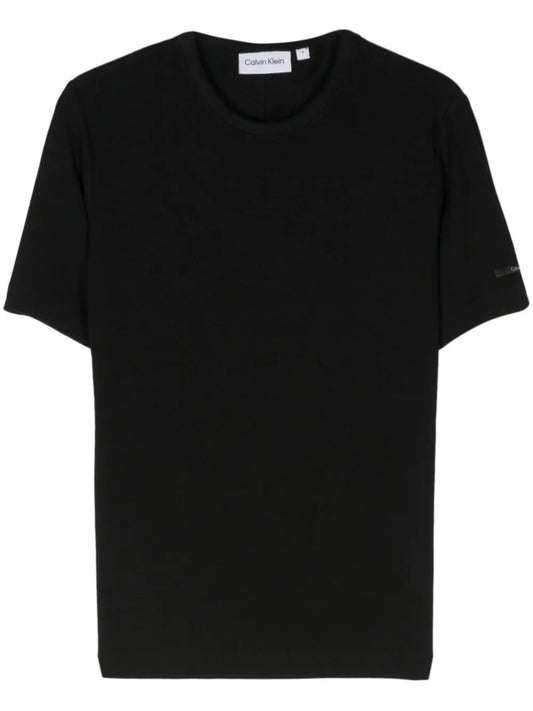 Logo-Patch Fine-Ribbed T-Shirt