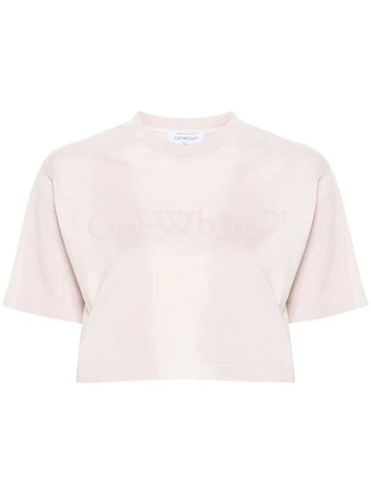 Rubberised-Logo Cropped T-Shirt