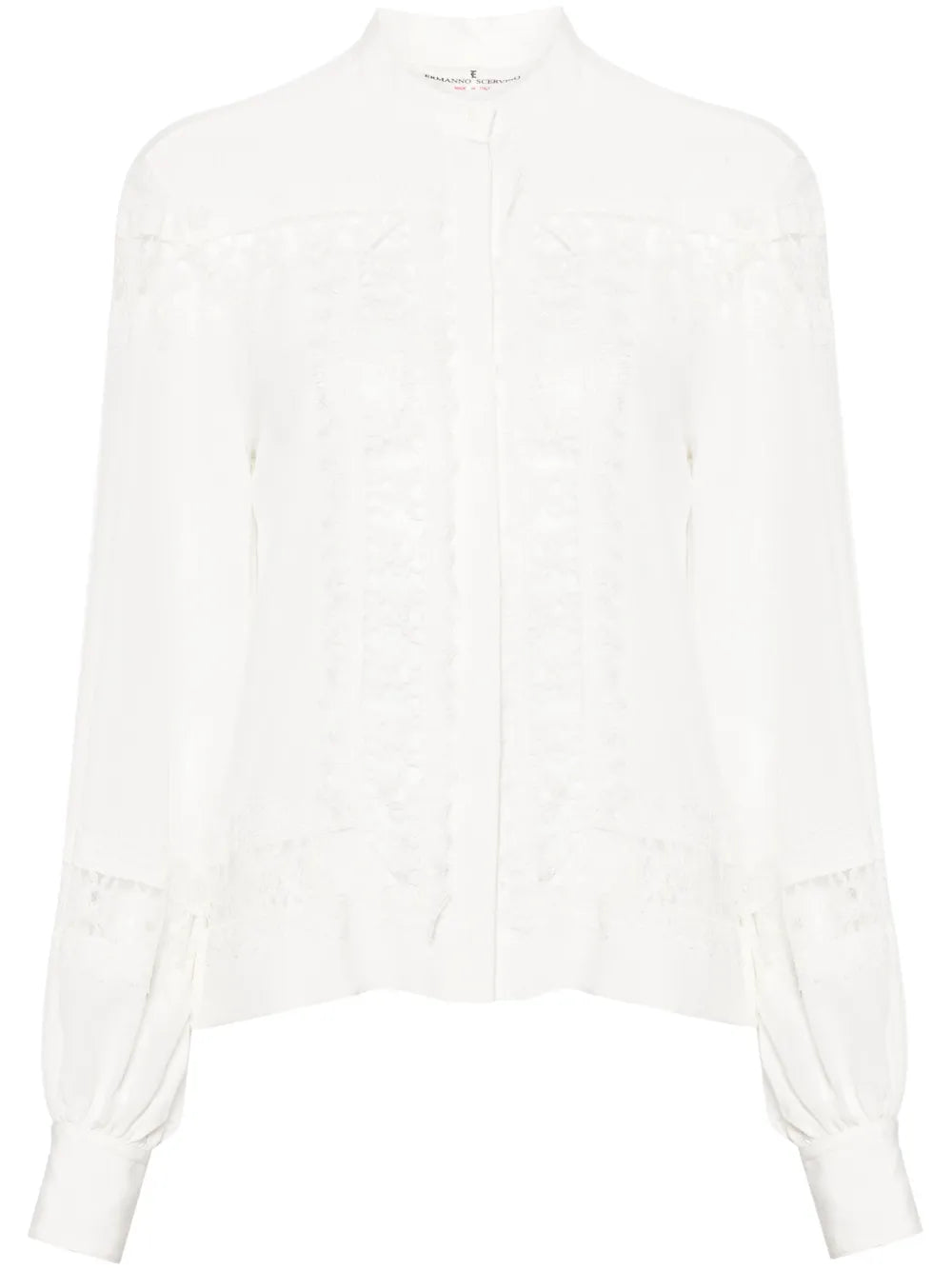 Floral-Lace Silk Shirt