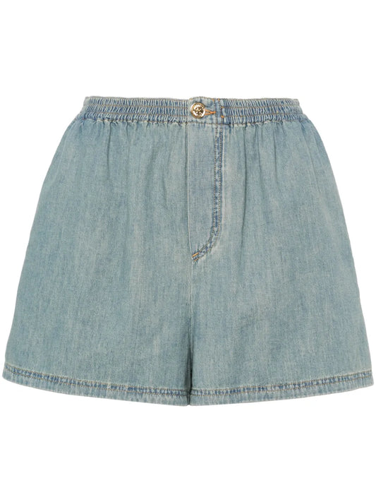 Faded-Denim Shorts