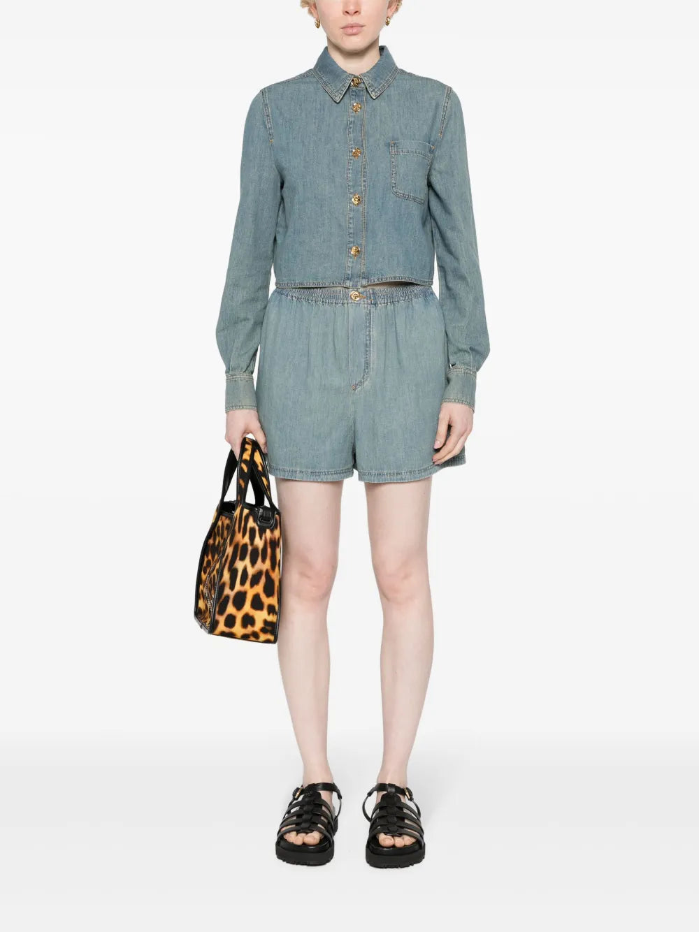 Faded-Denim Shorts