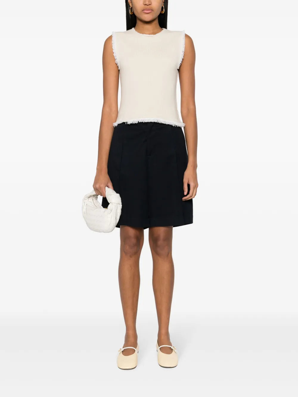 Frayed-Detailing Knitted Top