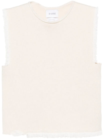 Frayed-Detailing Knitted Top